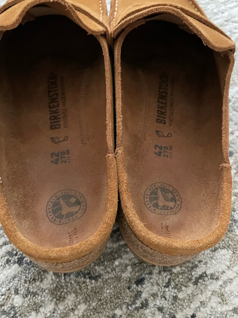 Birkenstock Naples Penny Clog Mink Brown Chestnut Suede Moccasins Size 11 - Picture 7 of 11